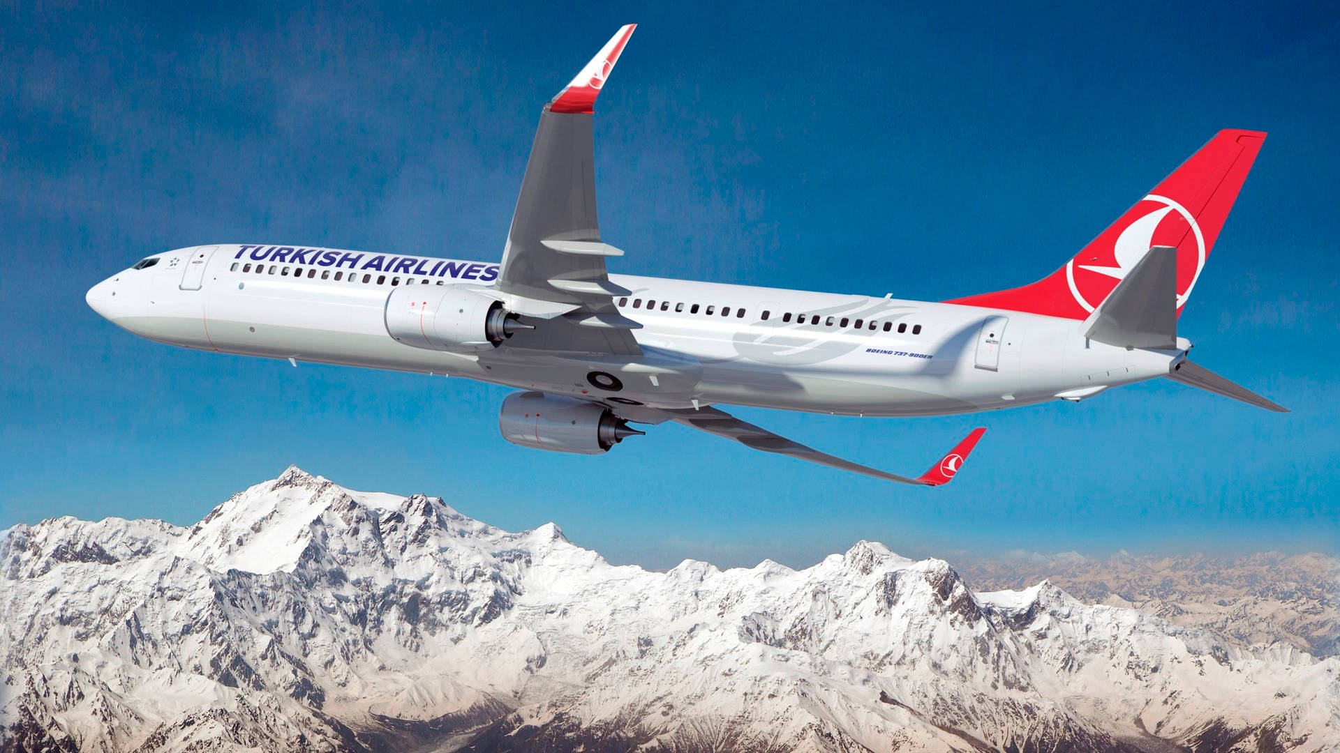 Tyrkiske luftfartsselskaber flyver over Cappadocia-bjergene Wallpaper