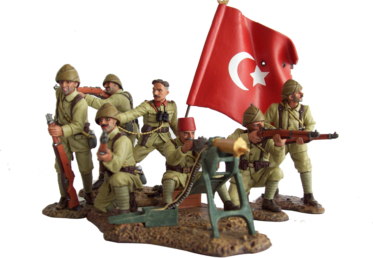 Turkish Soldiers With Flag Miniature PNG