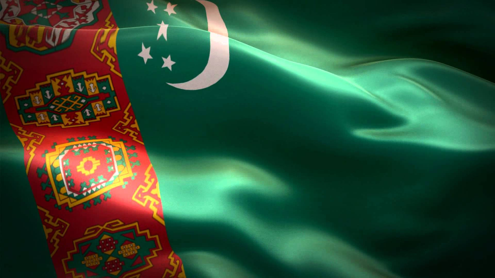 Turkmenistanflagge Auf Seide Wallpaper