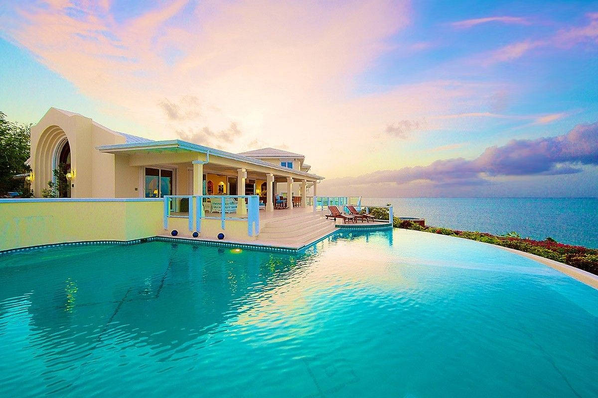 Turks And Caicos Mansion Pool Wallpaper