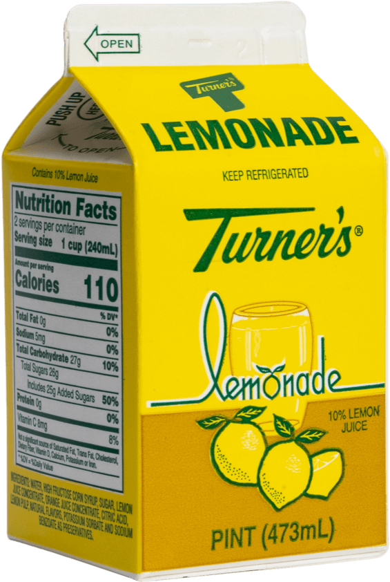 Turners Lemonade Carton Pint Size PNG