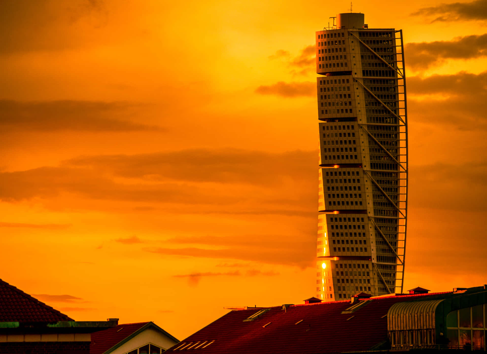 Turning Torso Orange Sunset Sky Wallpaper
