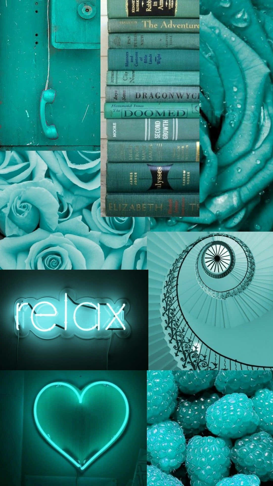Teal, Blue, Pink, And White Collage Wallpaper