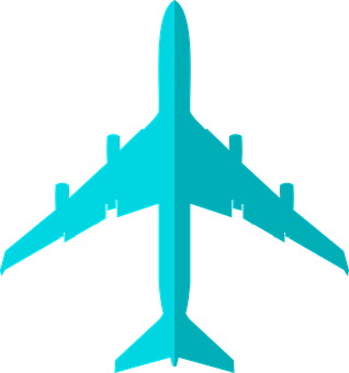 Turquoise Airplane Silhouette PNG