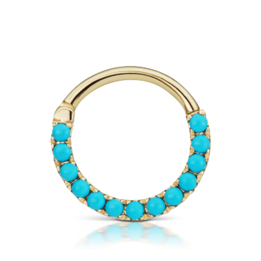 Turquoise Beaded Gold Septum Ring PNG