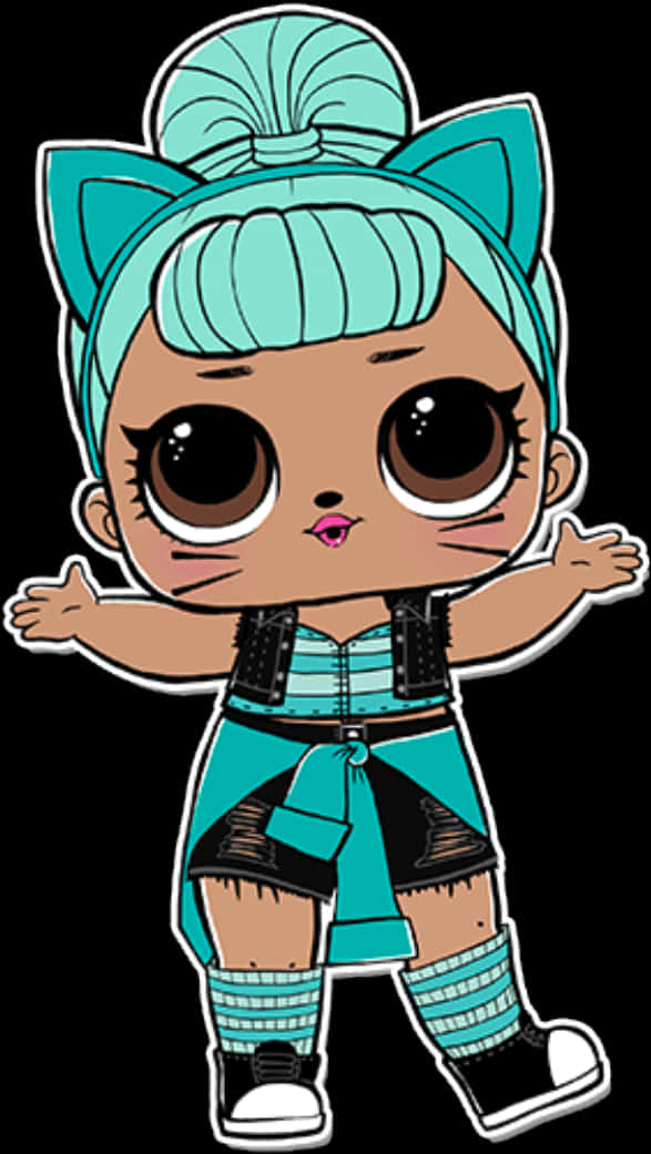 Turquoise Bow Lol Doll PNG