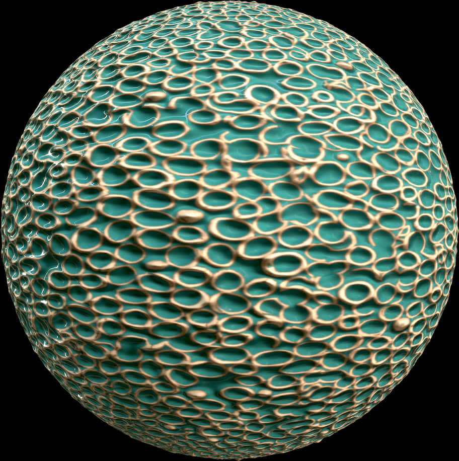 Turquoise Cellular Texture Sphere PNG