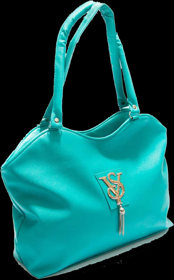 Turquoise Designer Tote Bag PNG