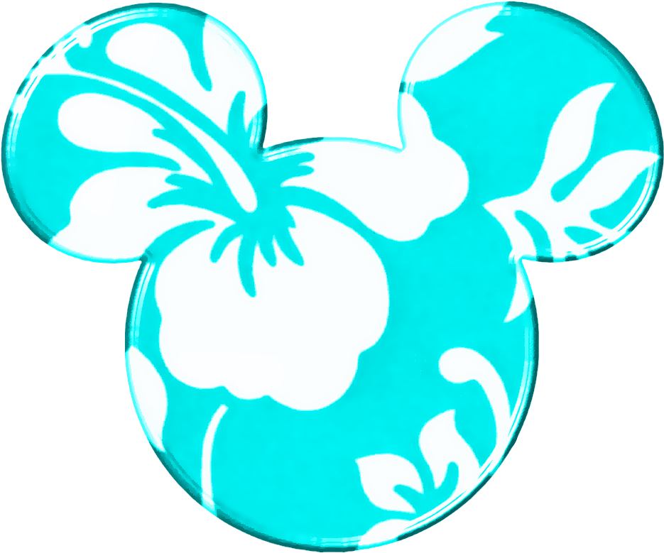 Turquoise Floral Mickey Mouse Ears PNG