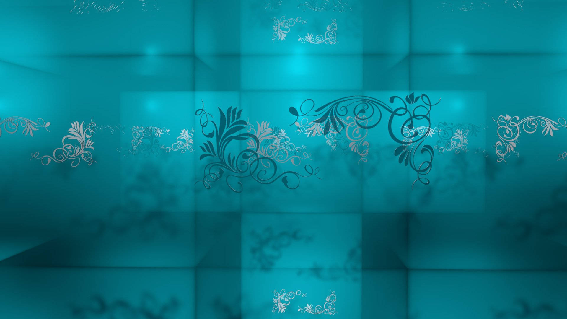Turquoise Floral Pattern Wallpaper