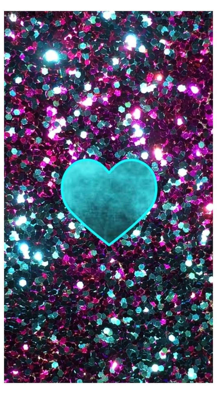 Turquoise Heart Glitter Backdrop Wallpaper