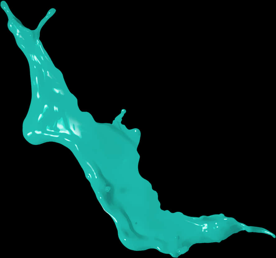 Turquoise Liquid Splash Against Black Background PNG