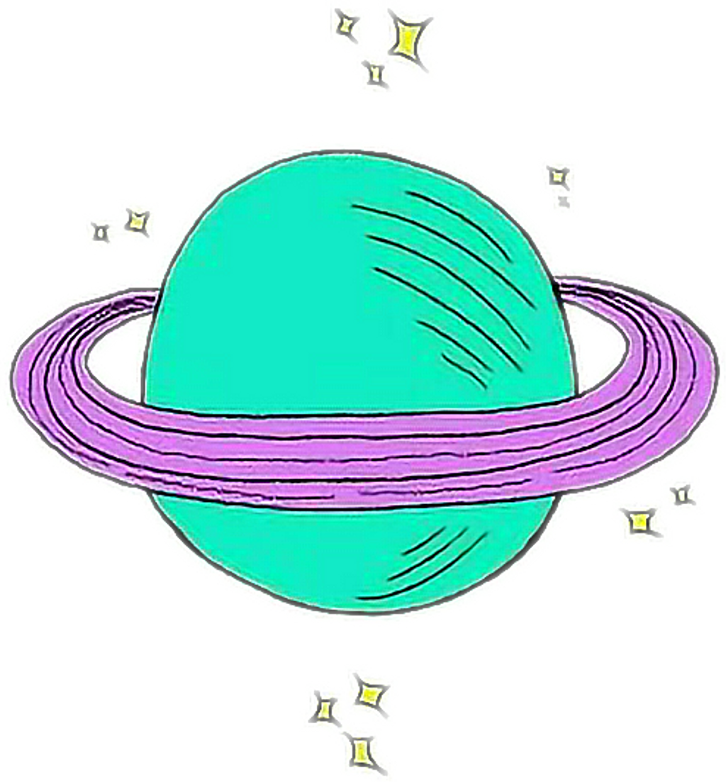 Turquoise Planetwith Purple Rings Sticker PNG