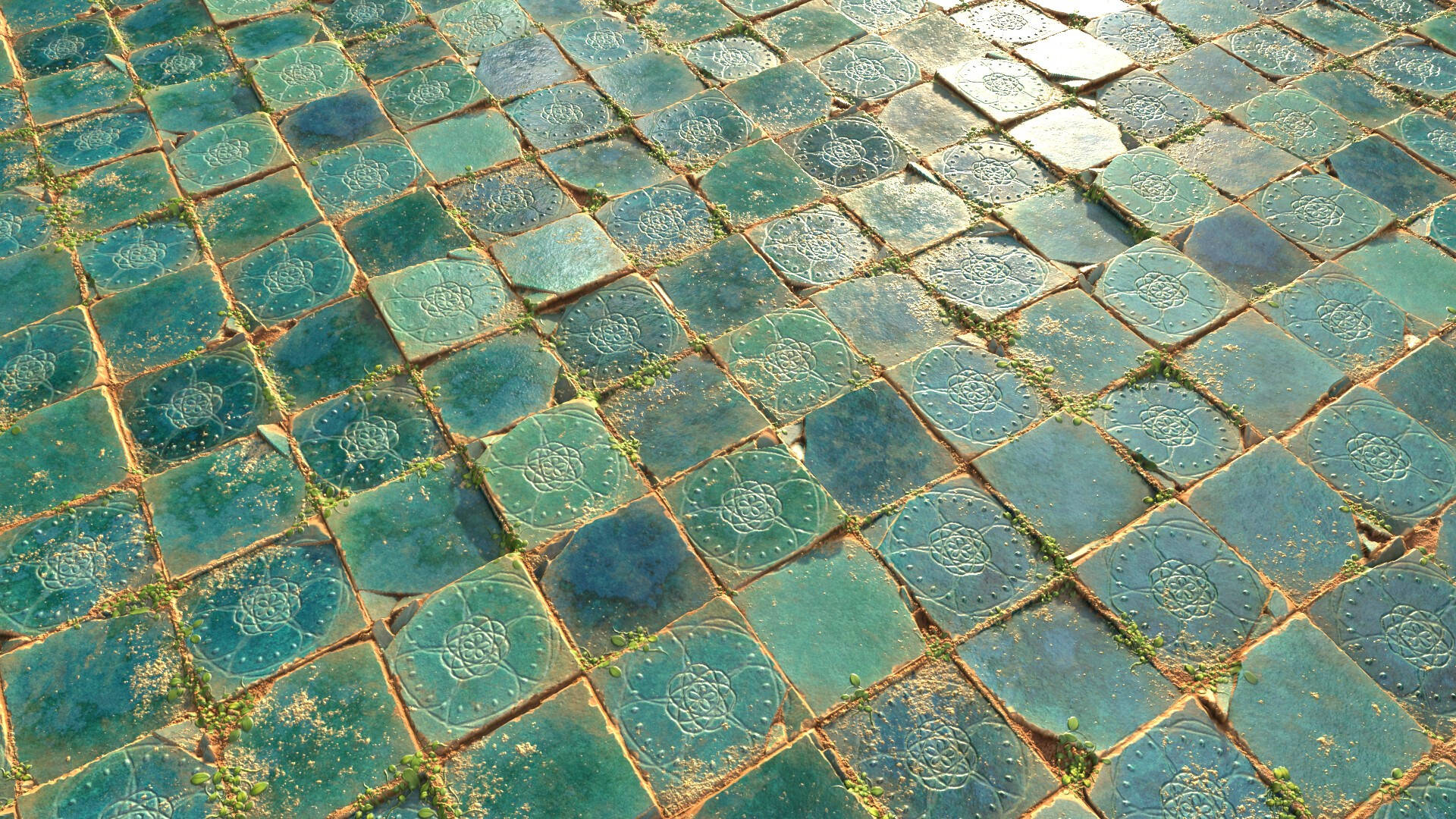 Turquoise Tiles Pattern Wallpaper