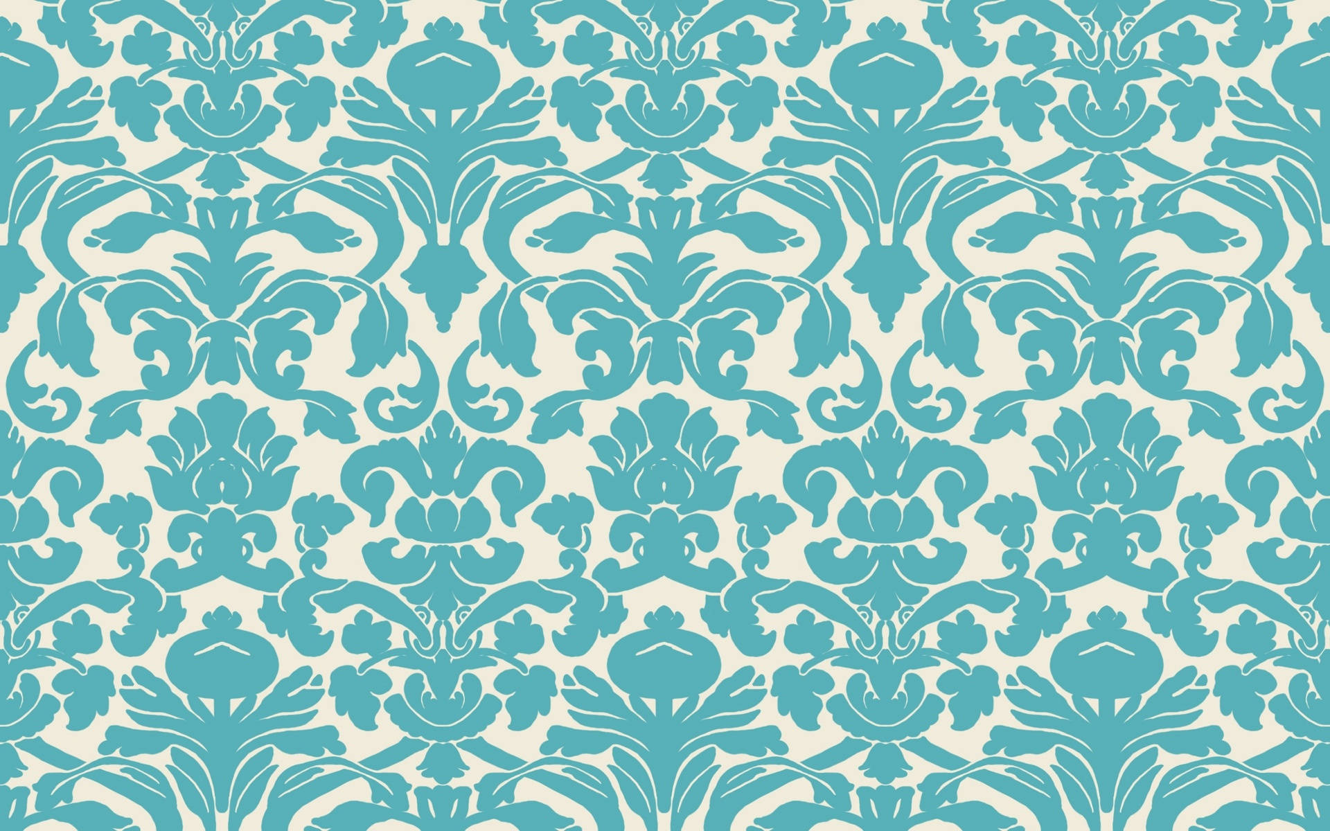 Turquoise Victorian Floral Pattern Wallpaper