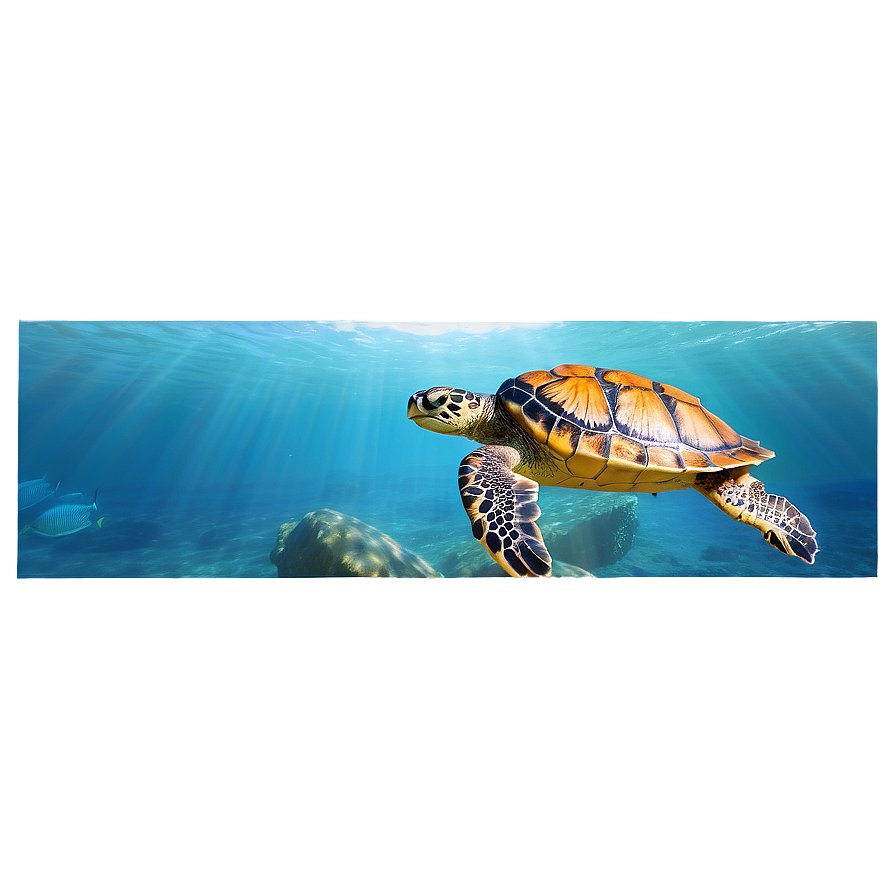 Turtle In Ocean Scene Png Luf93 PNG