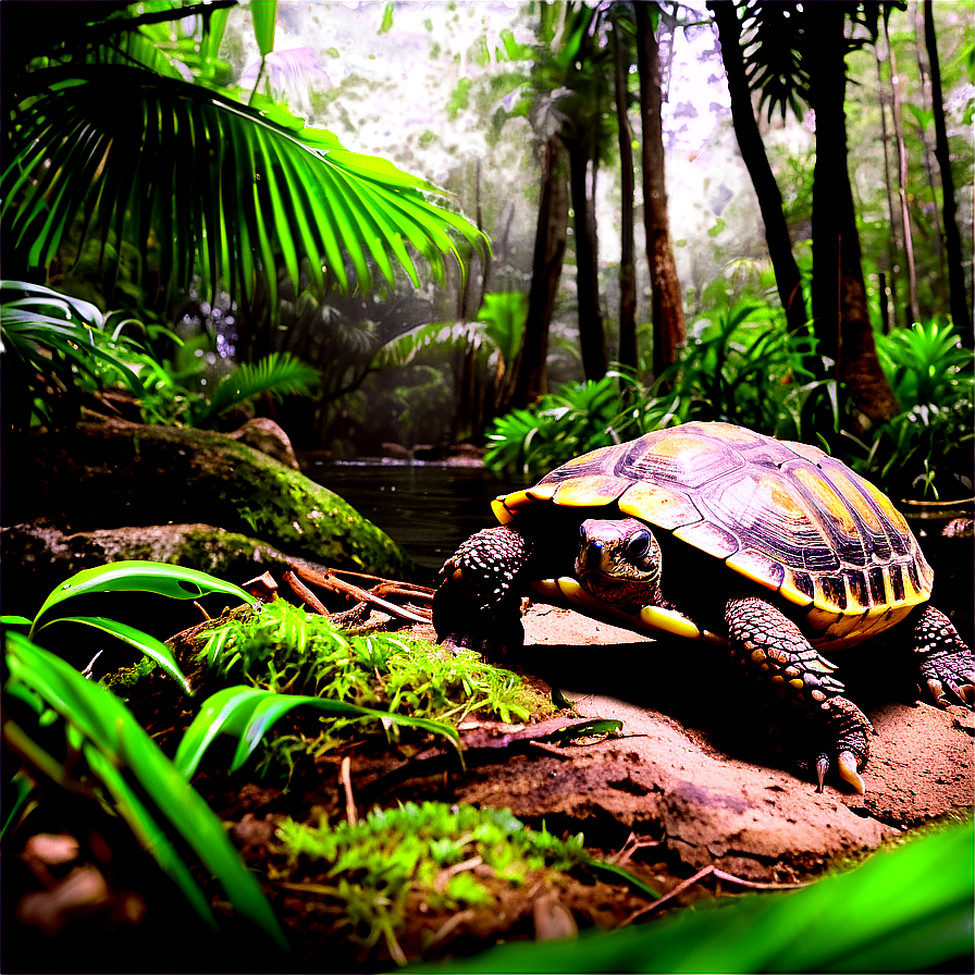 Turtle In Rainforest Setting Png 05232024 PNG