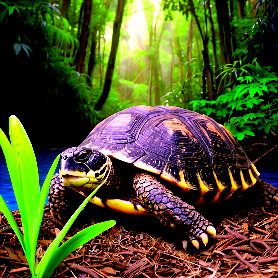 Turtle In Rainforest Setting Png Eay PNG
