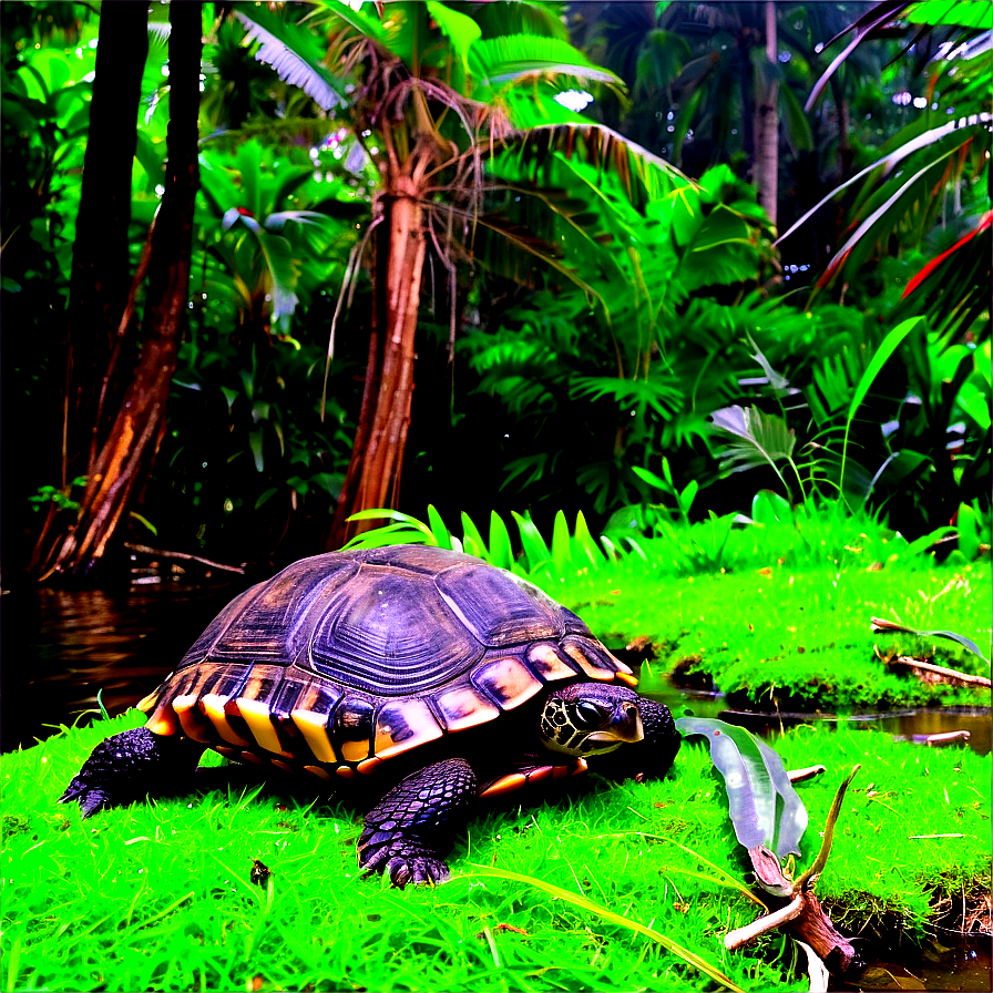 Turtle In Rainforest Setting Png Kok80 PNG