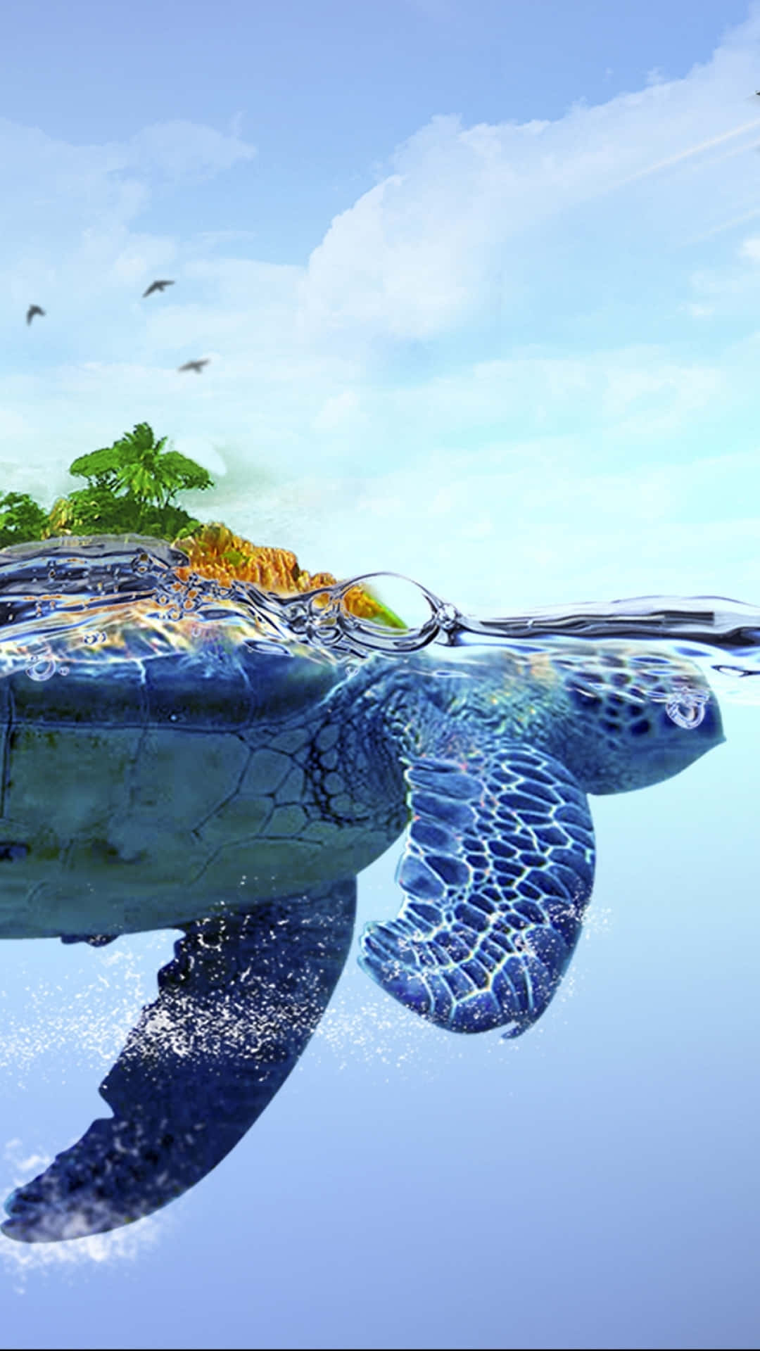 A Turtle Swimming In The Ocean Wallpaper