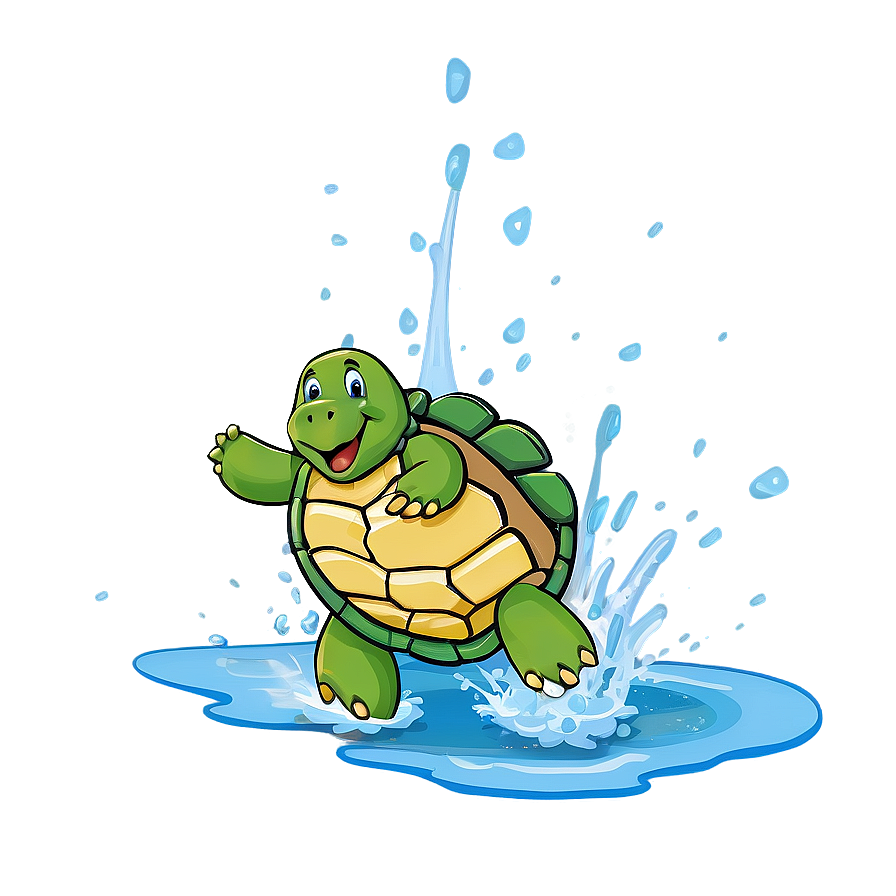 Turtle Making A Splash Png Woh PNG