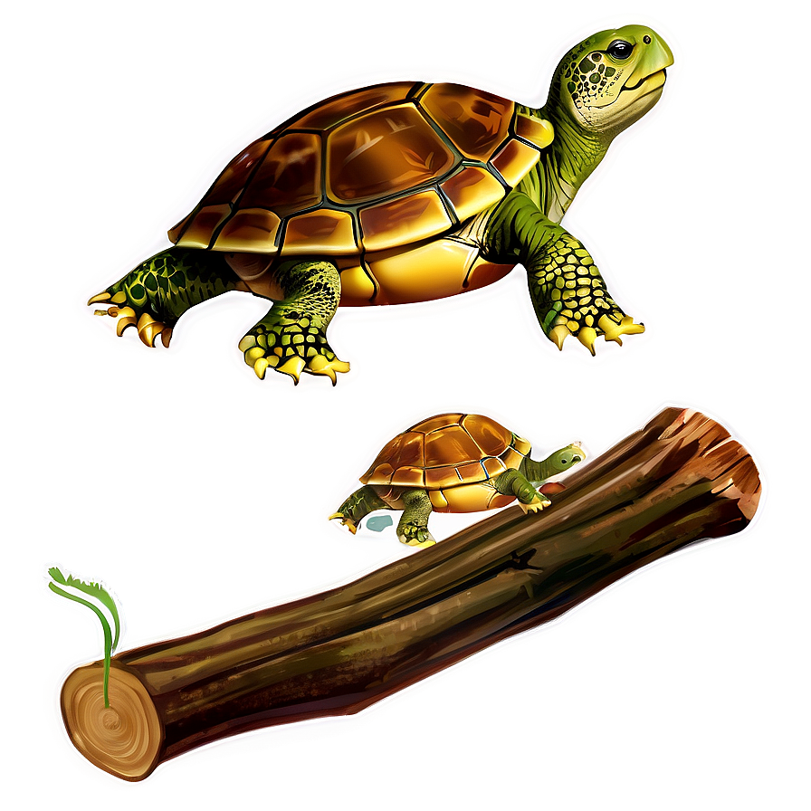 Turtle On A Log Clipart Png 06242024 PNG