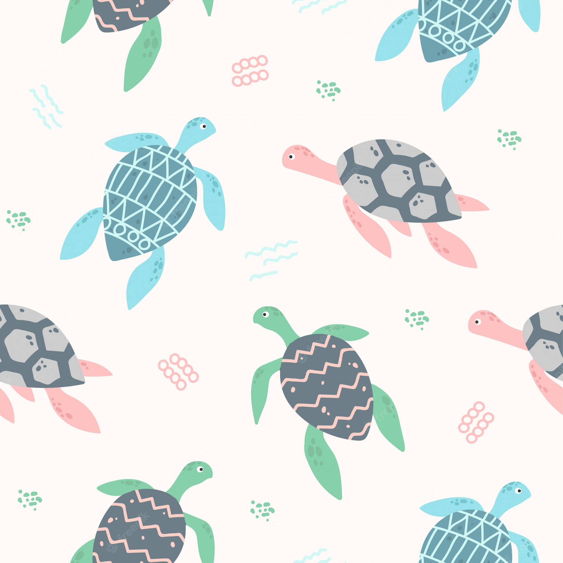 Turtle Pastel Pattern Wallpaper