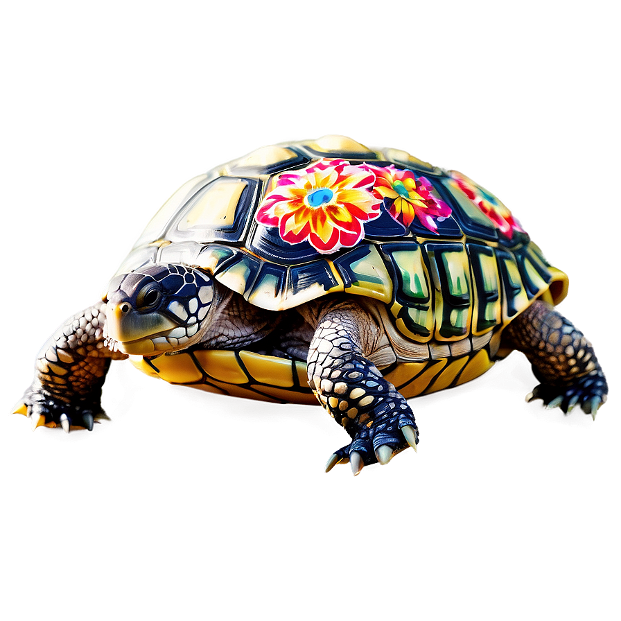Turtle With Floral Shell Png Hag31 PNG