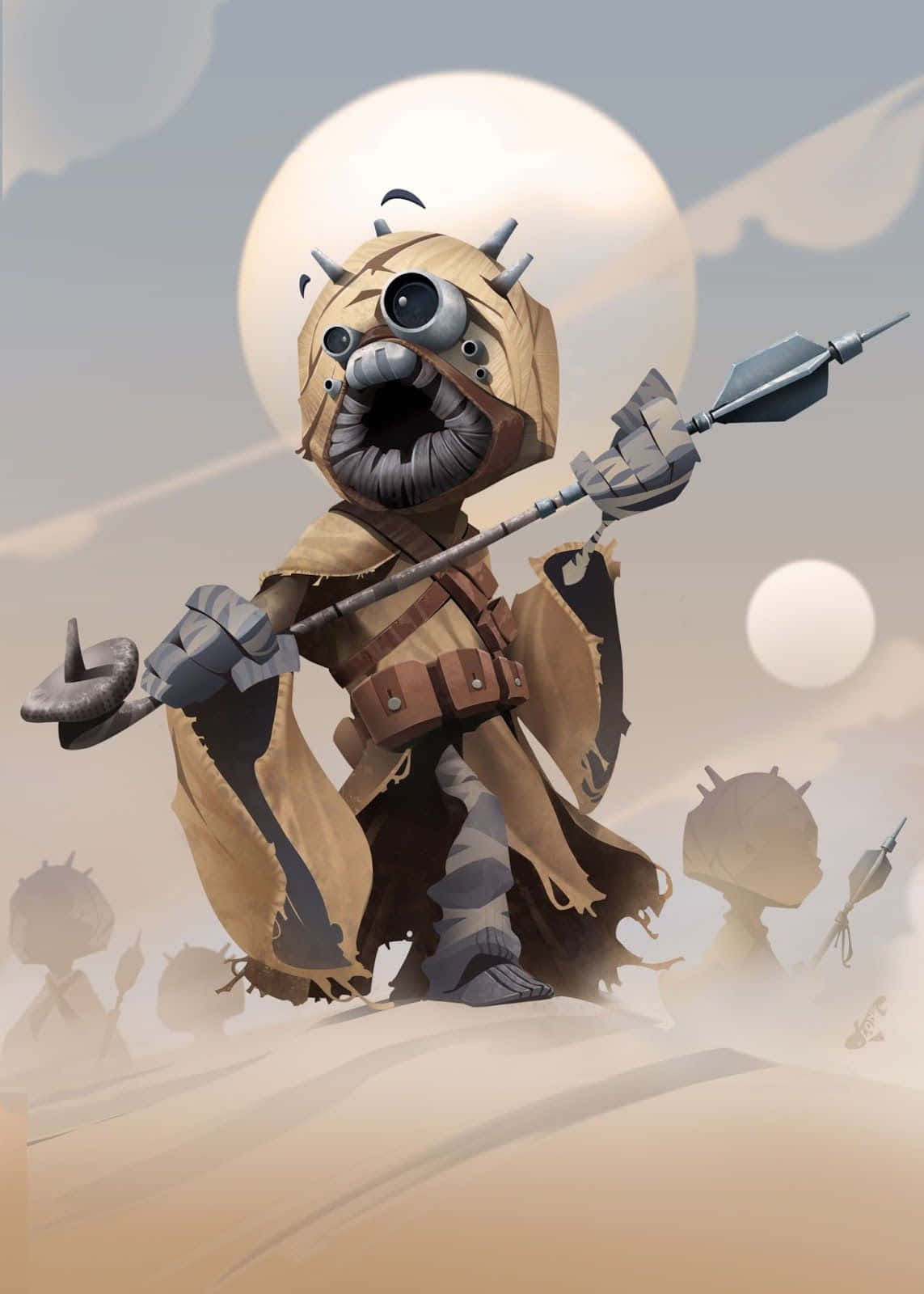 Tusken Raiders looming in the Tatooine desert" Wallpaper