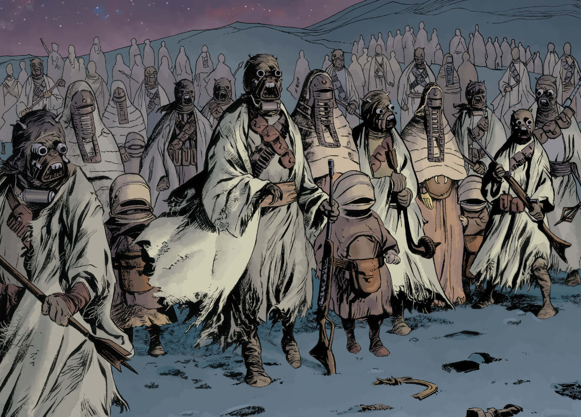 Fearless Tusken Raiders march across Tatooine" Wallpaper