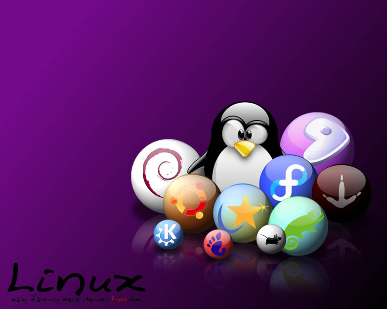 Tux Distro Balls Linux Desktop Logo Wallpaper