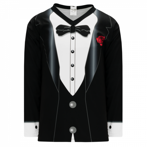 Tuxedo Print Shirtwith Red Rose PNG