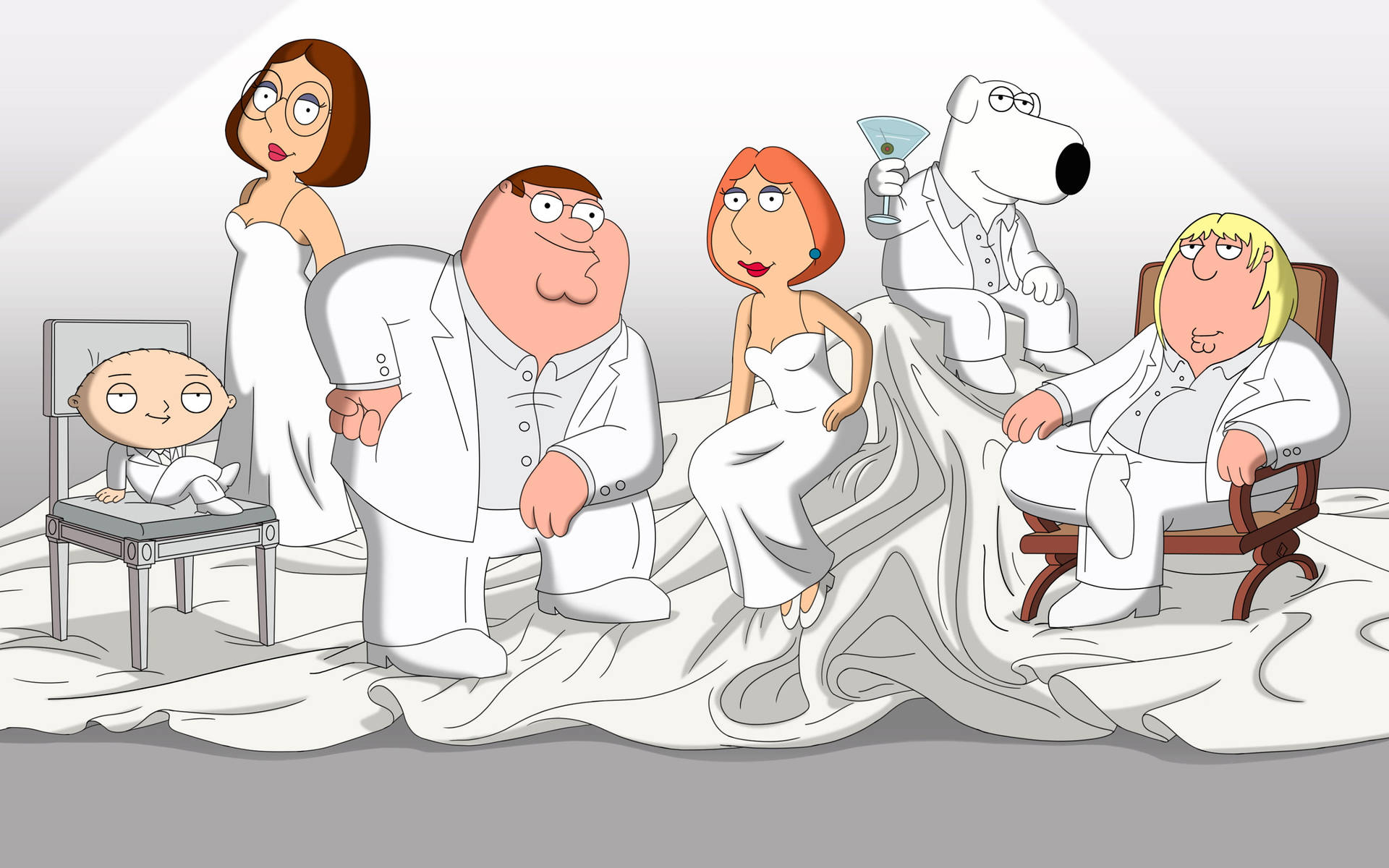 Tv 4k Family Guy Characters White Aesthetic Background