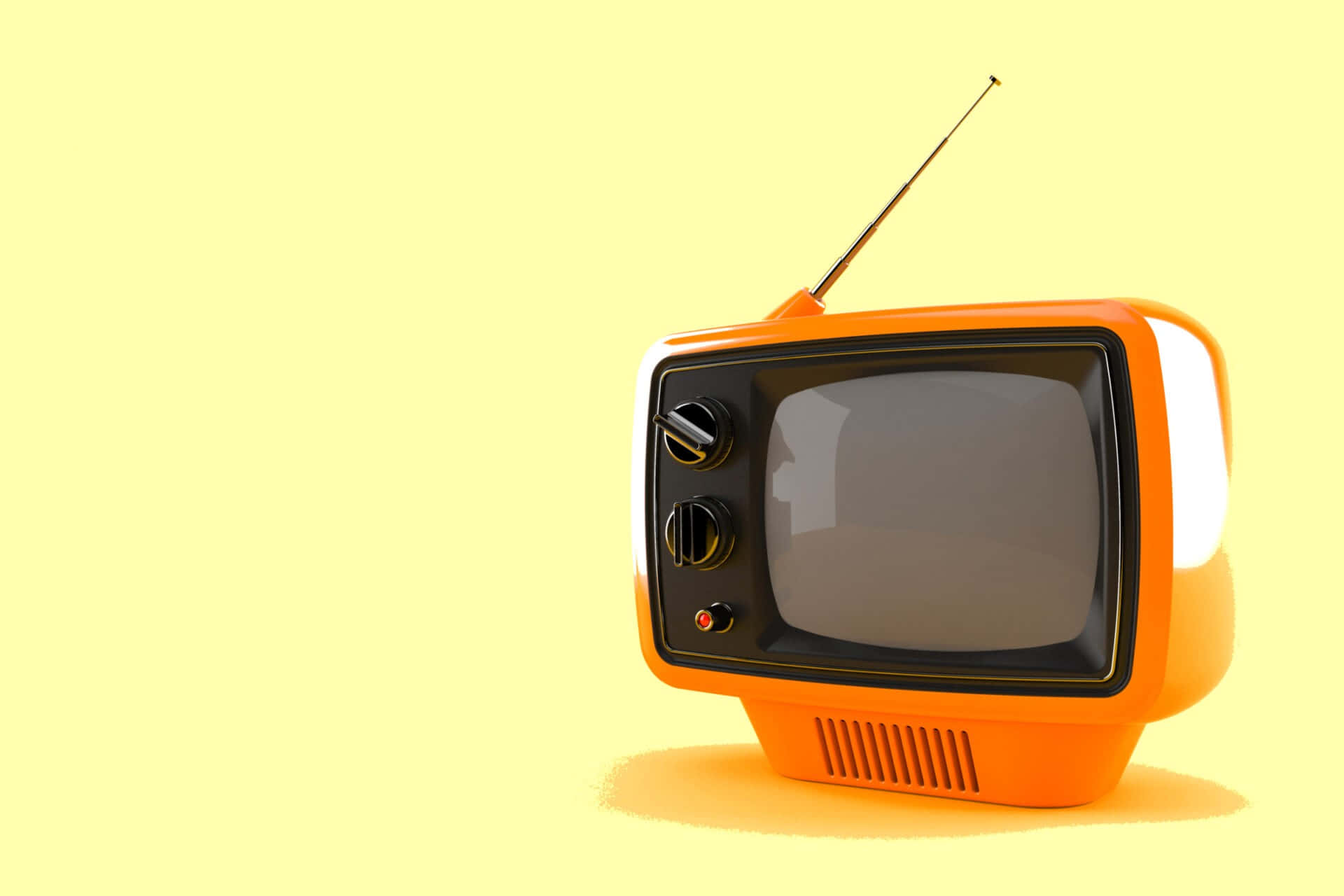 A Television Set On A Yellow Background
