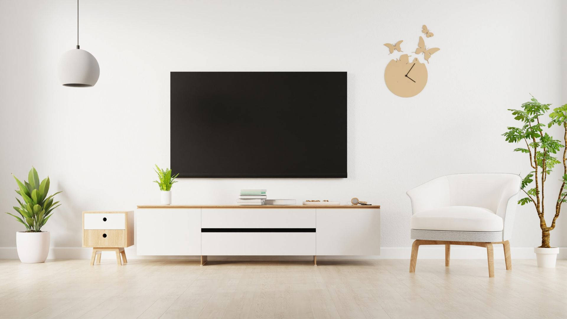 Tv Cabinet Modern Living Room Wallpaper
