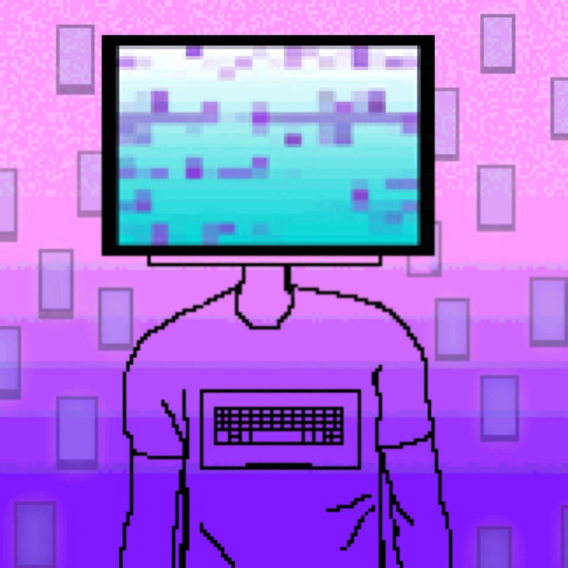TV Head Purple Boy Wallpaper
