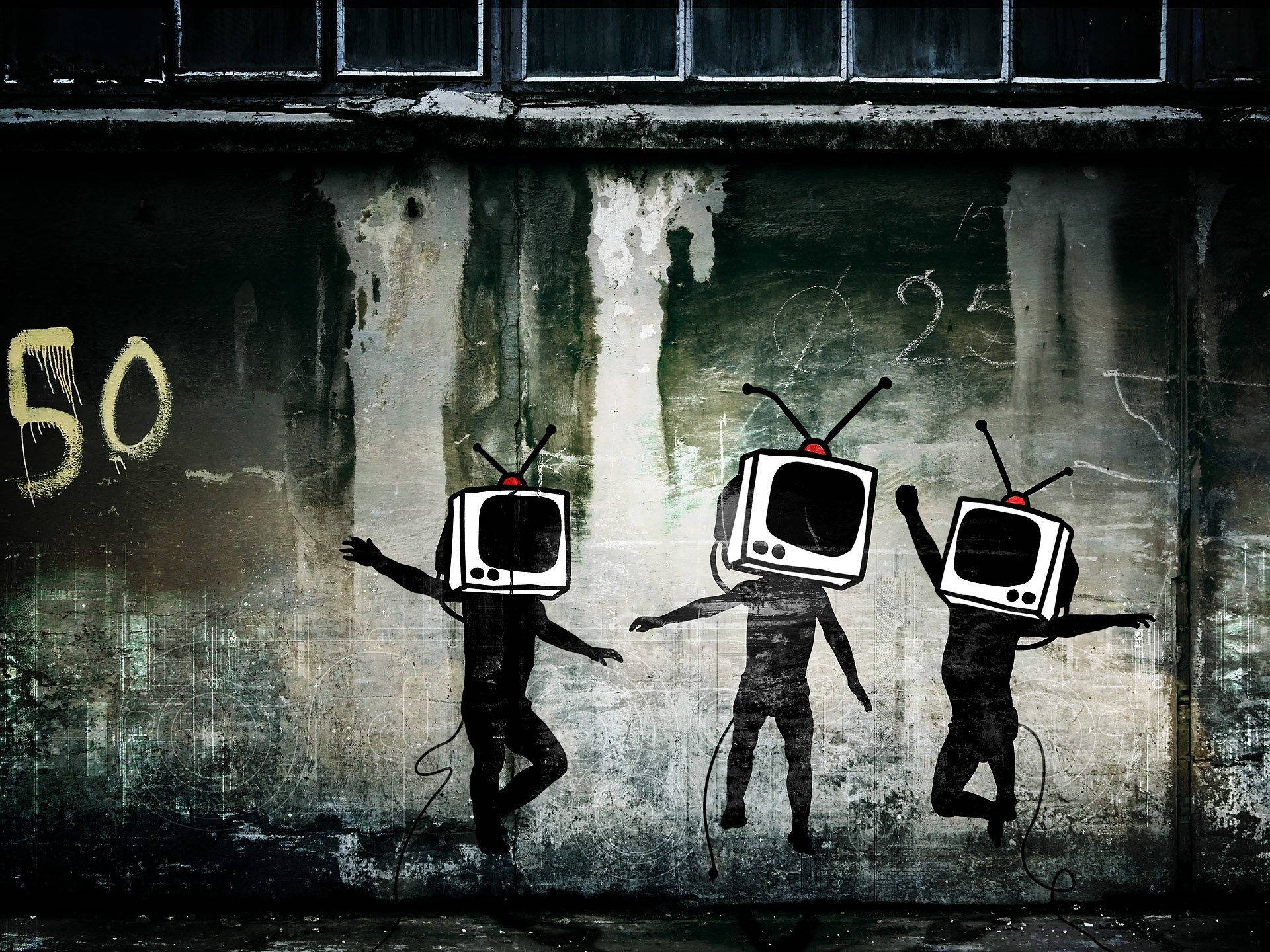 Tv People Graffiti Laptop Wallpaper