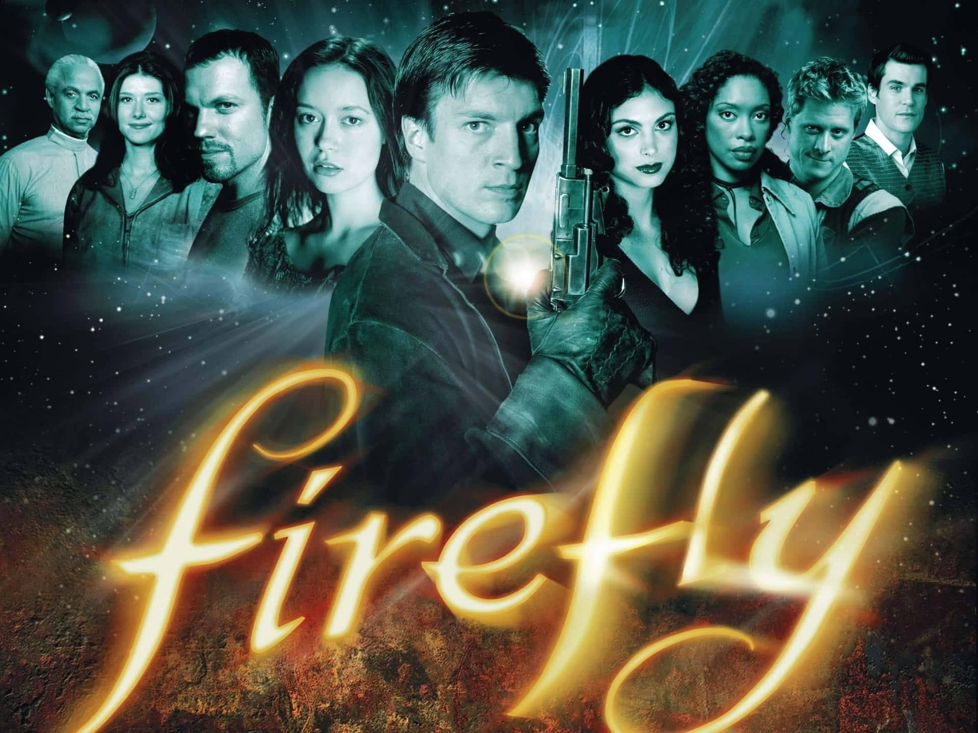 The crew of the spacecraft Serenity seen in the science fiction television show Firefly Wallpaper