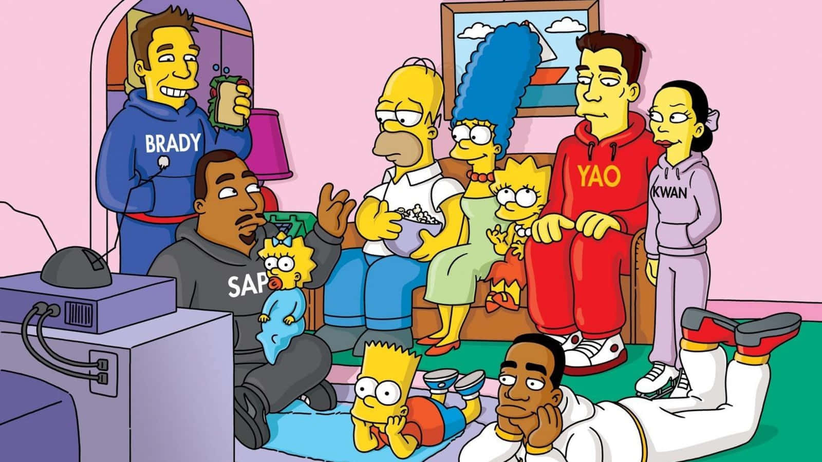 The Simpsons Family In A Living Room