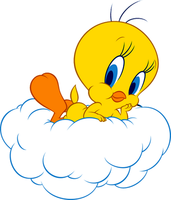 Tweety Bird On Cloud Illustration PNG