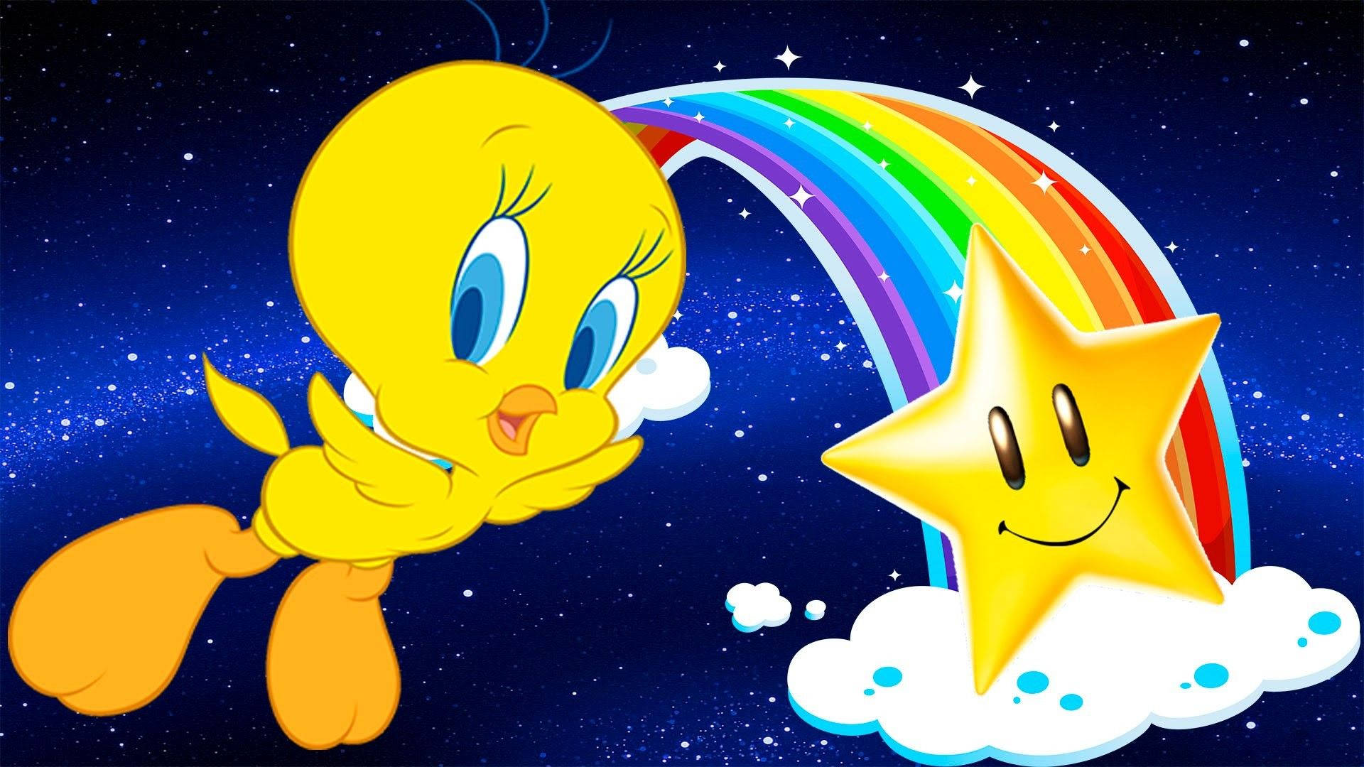 Tweety With Rainbow And Star Wallpaper