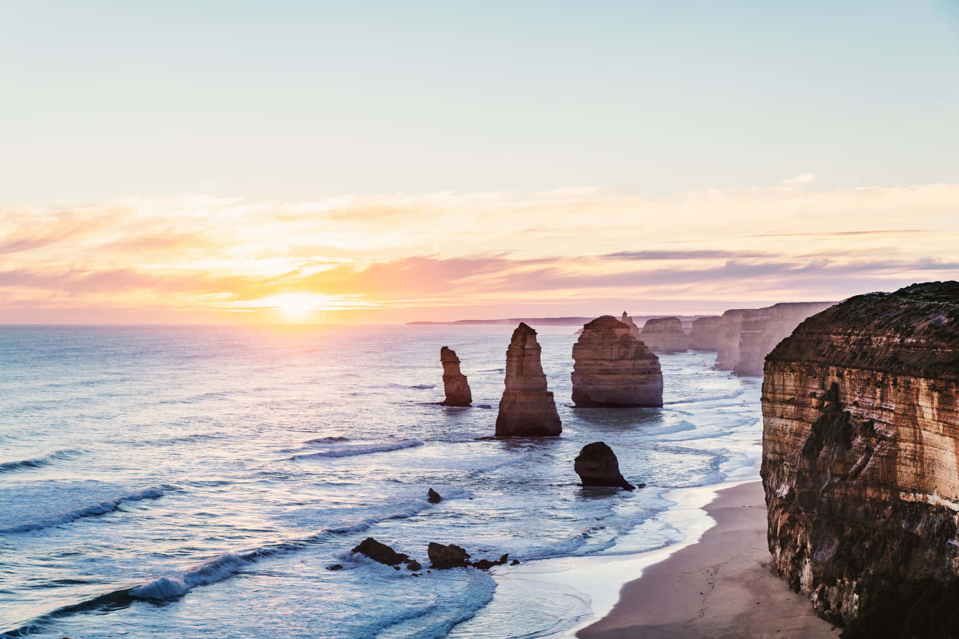 Twelve Apostles In Victoria Australia During Sunrise Wallpaper