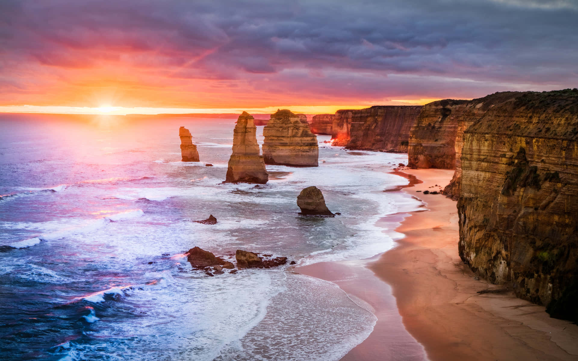 Twelve Apostles In Victoria Australia During Sunset Wallpaper