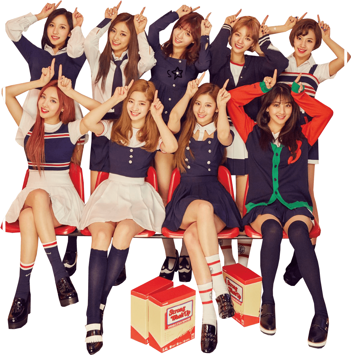 Twice Kpop Group School Uniform Concept PNG