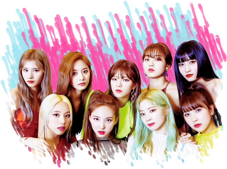 Twice Members Colorful Backdrop PNG