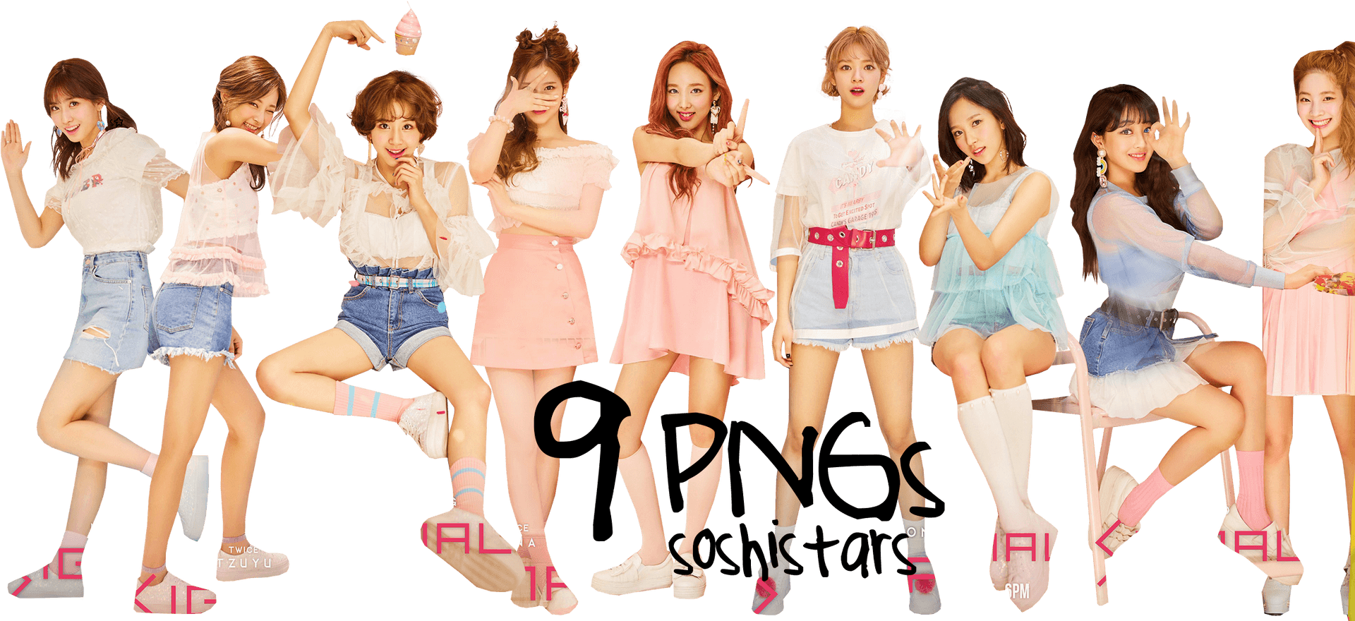 Twice Members Pastel Outfits PNG