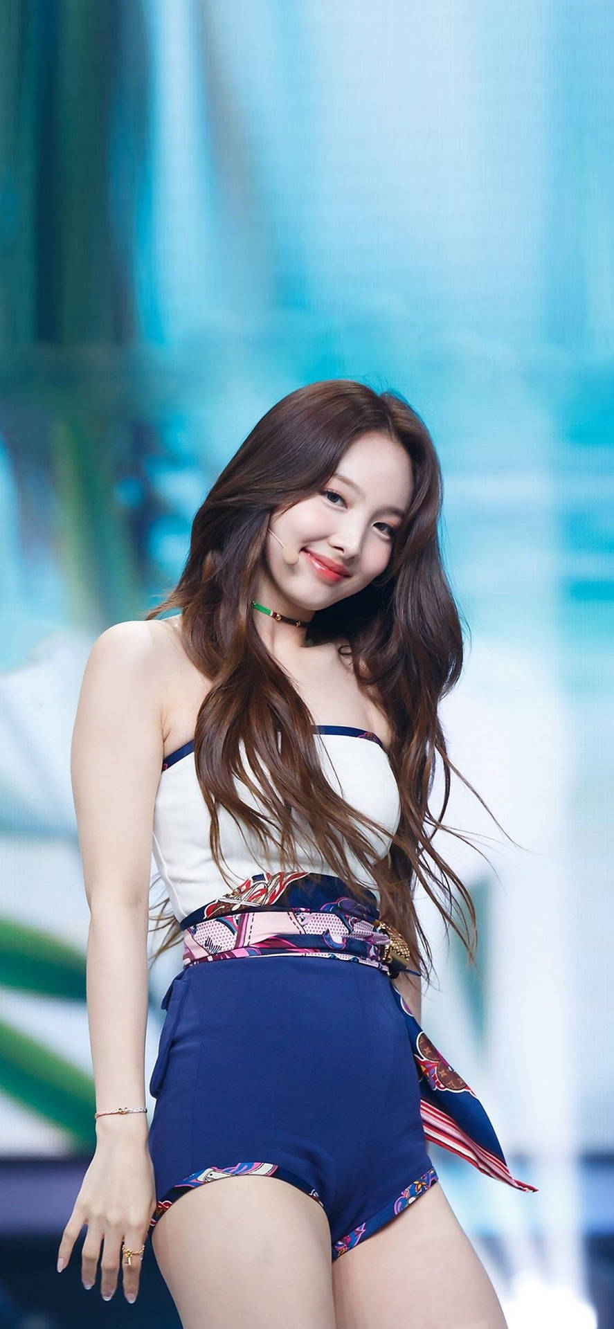 Twice Nayeon In Blue Shorts Wallpaper