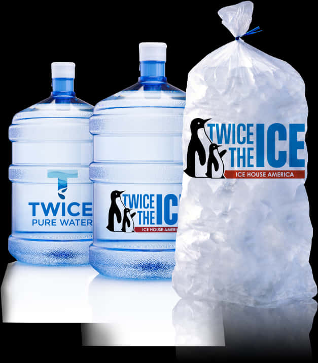 Twice The Ice Water Bottlesand Bagged Ice PNG