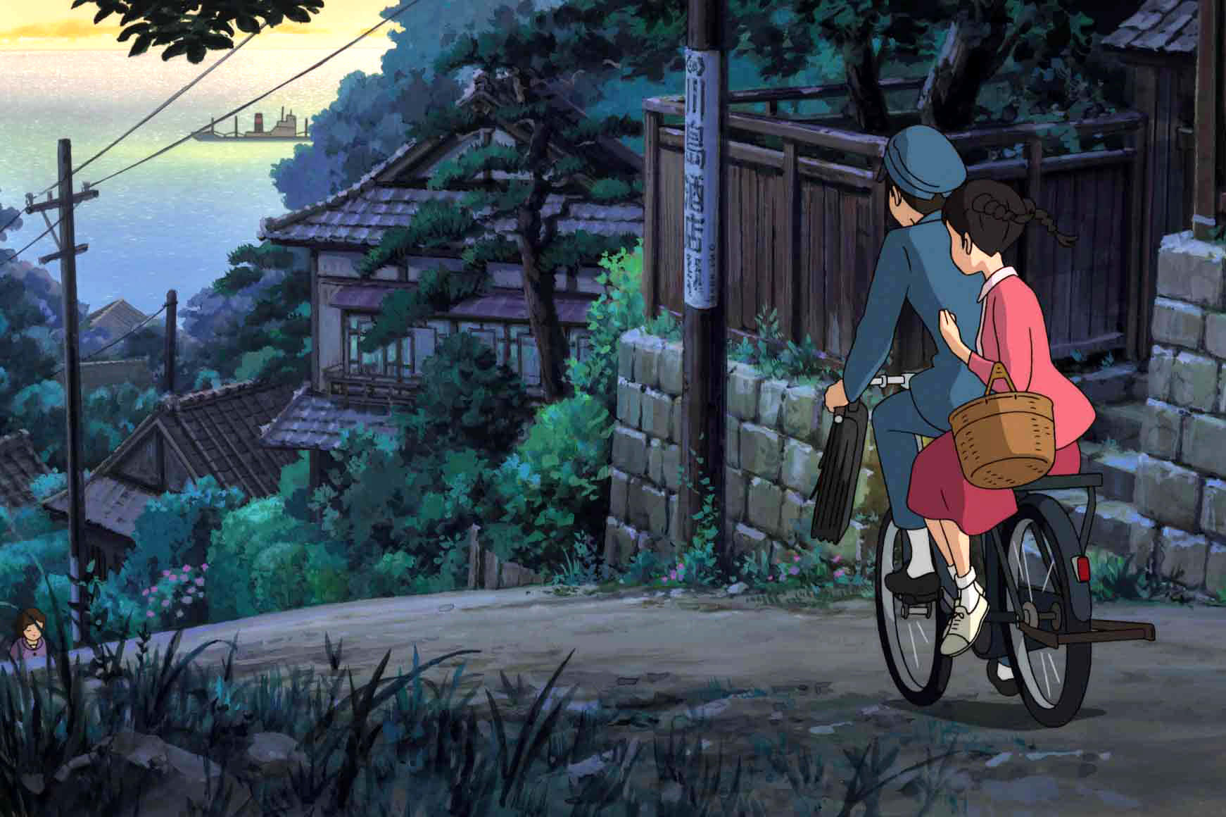 Download Twilight Bicycle Ride Anime Scene Wallpaper | Wallpapers.com