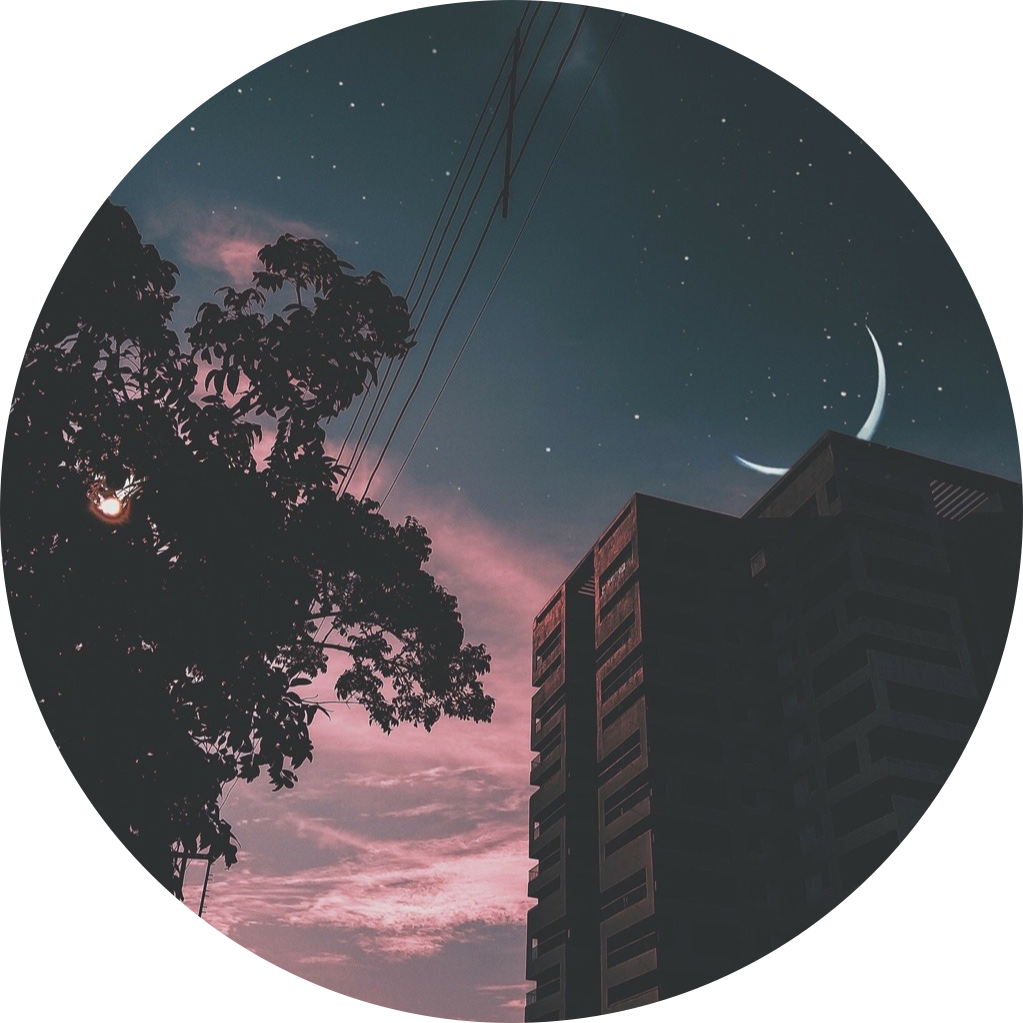 Twilight Crescent Moon Urban Skyline PNG